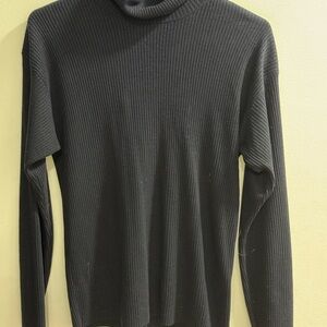 Donagain Vintage Black Ribbed Turtleneck Made in USA Long Sleeve Knit Top